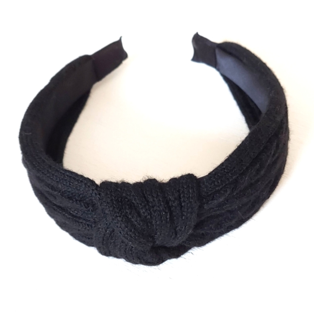 Sweater Top Knot Headband - Black